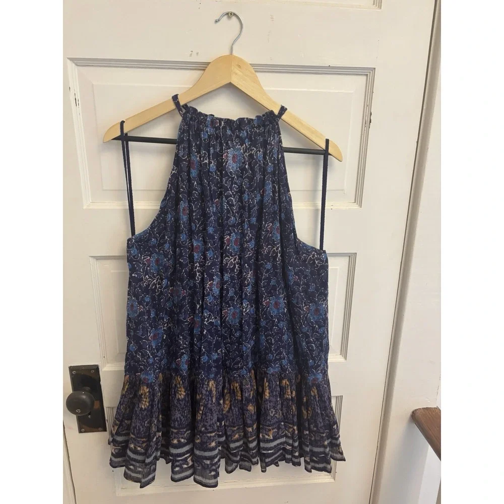Free People Women's Lyla‎ Sleeveless Navy Printed Halter Mini Dress Size XS - Picture 3 of 8